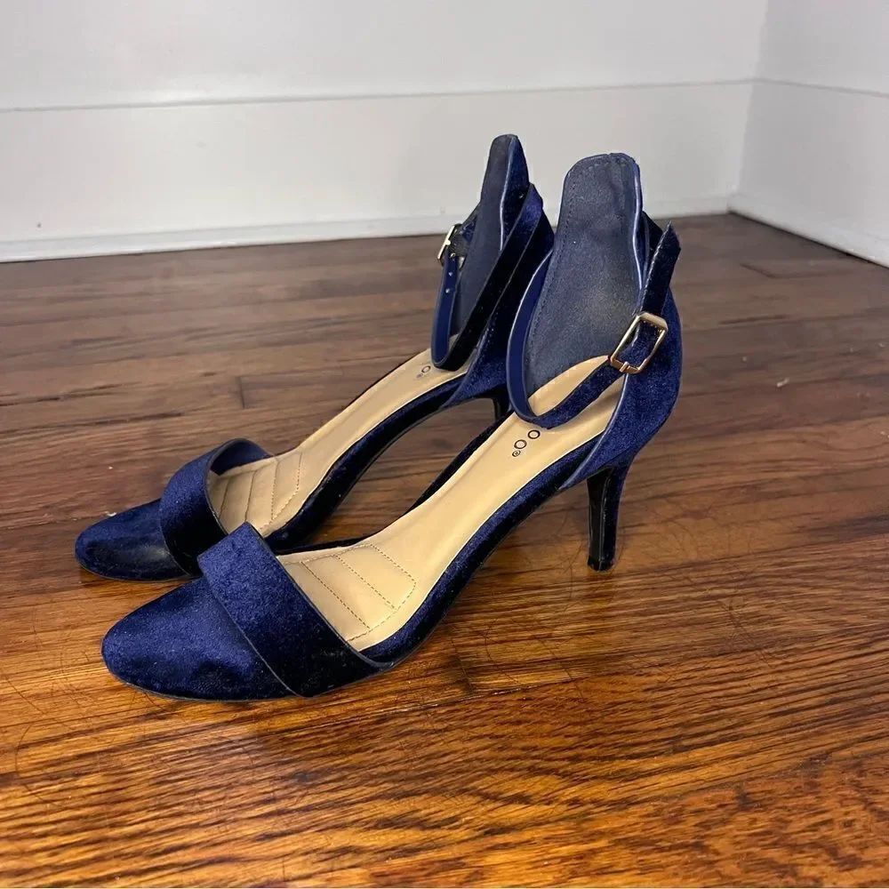 Bamboo Blue Faux Suede Heels